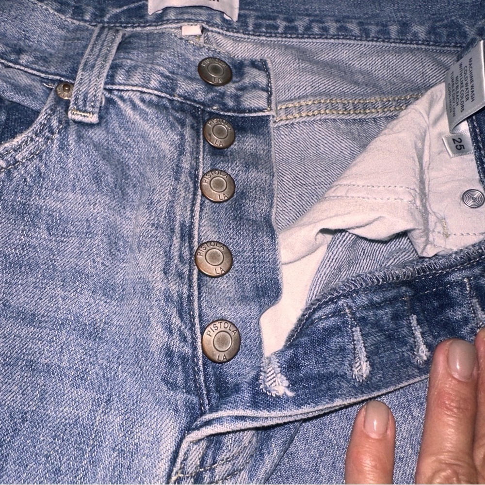 Pistola Light Blue Distressed Woman’s Boyfriend Jeans Size 25 Preppy Picnic Mood - Picture 7 of 14